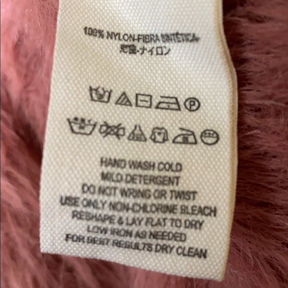 Free People Fuzzy Faux Fur Sweater Size L Dusty Pink - Picture 4 of 6